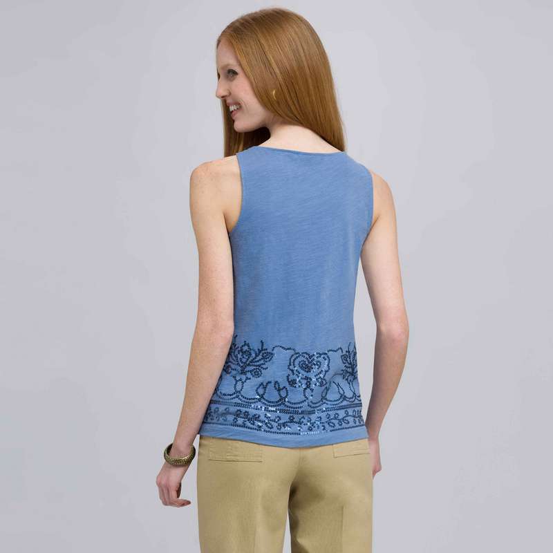 Tank With Applique and Sequins, Blue Stone Combo, large image number 1